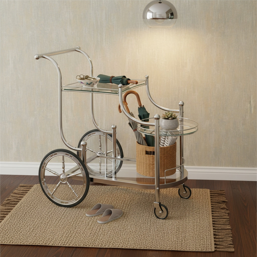 3-Tier Rolling Bar Carts And Serving Carts with Rolling Wheels for Living Room