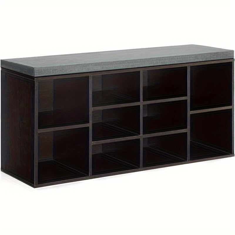 3-Tier Upholstered Storage Bench with Padded Seat and Multiple Color Options for Entryway