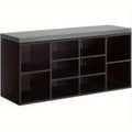 3-Tier Upholstered Storage Bench with Padded Seat and Multiple Color Options for Entryway