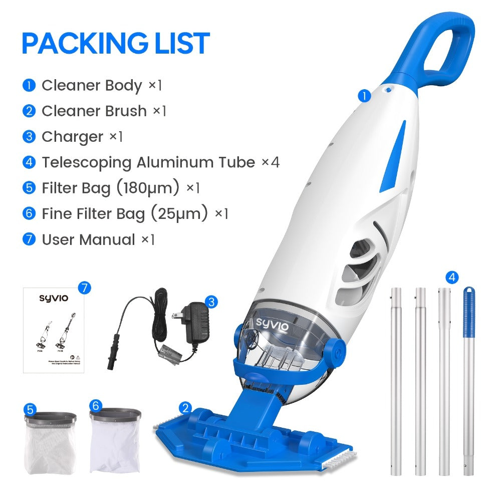 Cordless Pool Vacuum Cleaner with Telescopic Pole, 15.8 GPM Powerful Suction, 60-Min Runtime