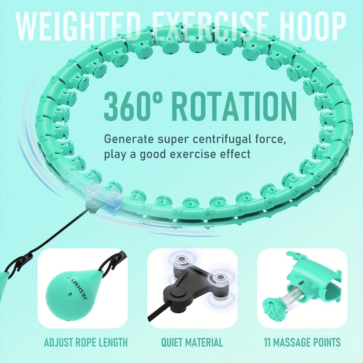 Weighted Hula Hoop Exercise Ring 69" – Smart Pilates Circle with 30 Detachable Knots, Plus Size Adjustable Fitness Hoop for Adults