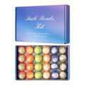 Bath Bombs, 24-Piece Essential Oil Gift Set with 20g Round Fizzers, Assorted Colors and Fragrance Styles