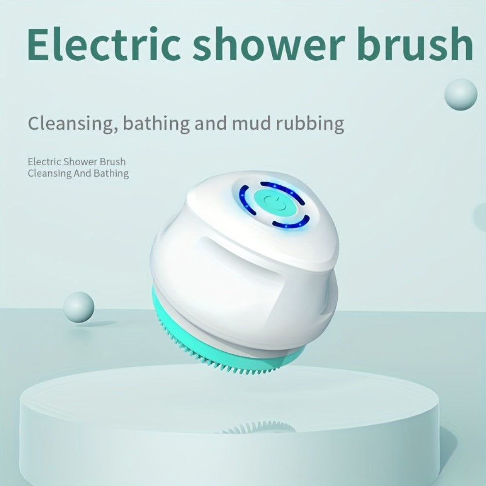 Electric Body Scrubber Brush 5-in-1 Rotating Shower Exfoliator with Long Handle - Bristle Bath Brush for Back Face & Full Body