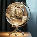 LED Lighted Globe for Kids & Adults 7.87 Inch Clear Acrylic Earth Globe Warm White Light Metal Stand Detailed World Map | Desktop Bookshelf