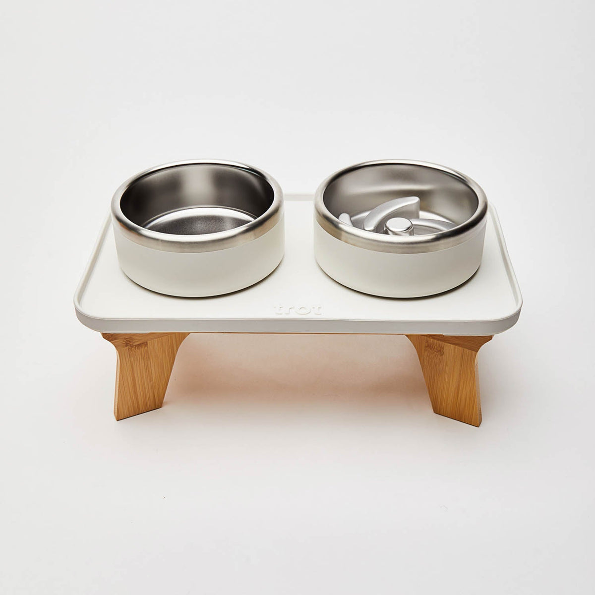 Elevated Pet Slow Feeder and Bowl Set Bone (White) / Small (1-2 Cups) / 6 inches