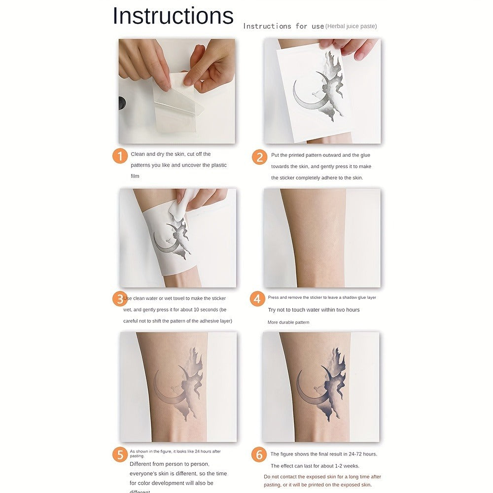 Temporary Tattoos, 6-Sheet Black Compass, Wings and Anchor Set with Large Body Art Designs