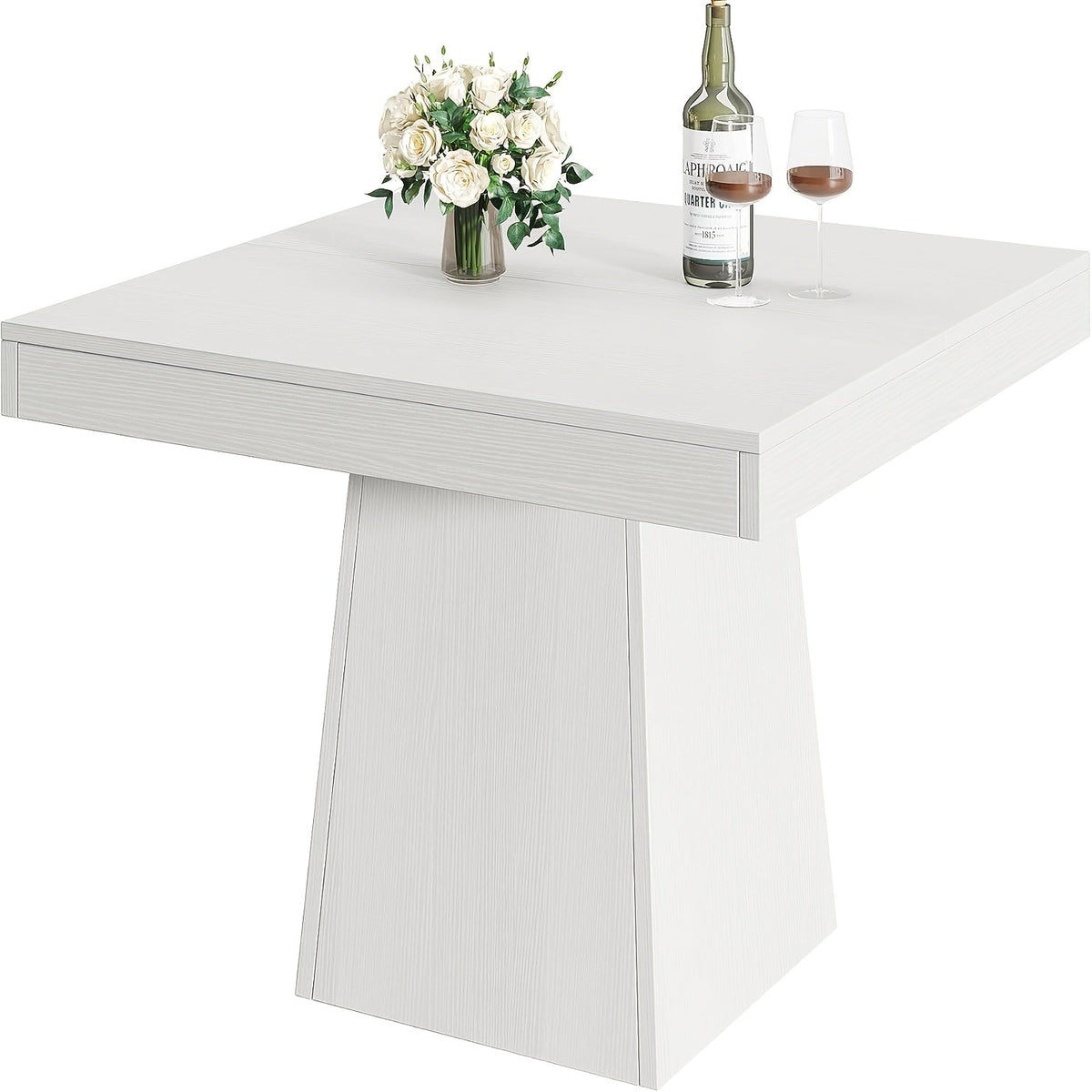 Square Pedestal Dining Table, 31.50-Inch Top in White, Brown or Grey Checkout Options for Kitchens