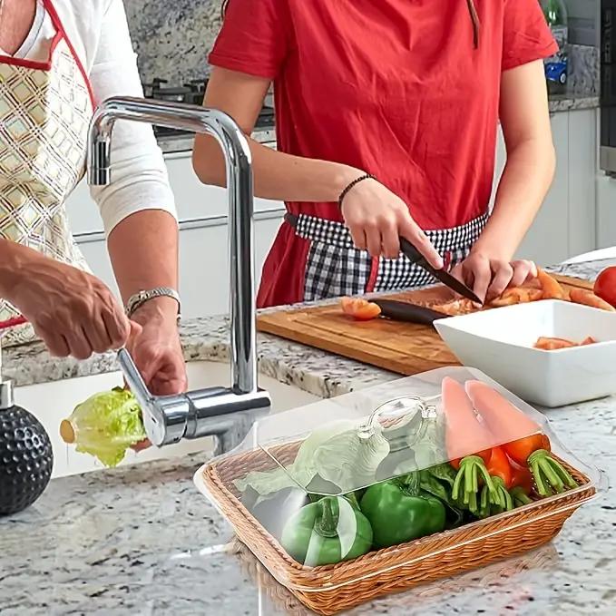 Woven Bread Basket in Square or Round Shape for Serving Bread, Fruit, Desserts and Snacks at Home or on the Dining Table