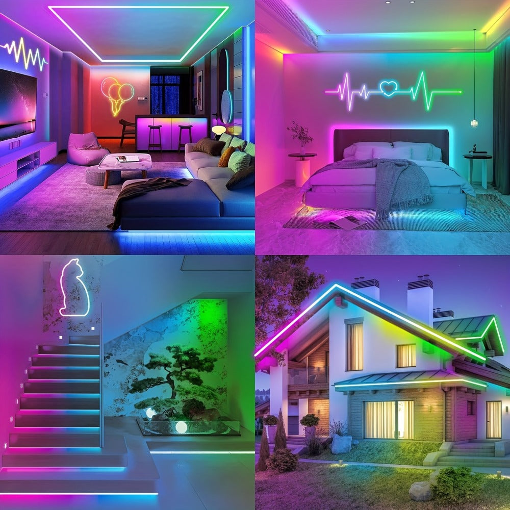 RGBIC Color Chasing LED Neon Rope Light with App & Remote Control, Music Sync, DIY Design, Multi-Color Including White