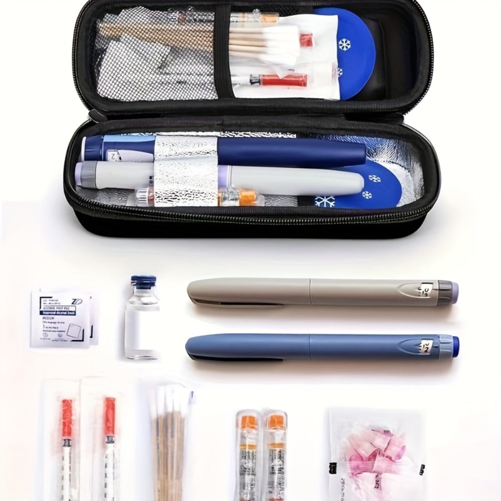 Insulin Cooler Travel Case with Temperature Display, Portable Diabetic Medication Bag with 2 TSA Approved Ice Packs for Insulin Pens