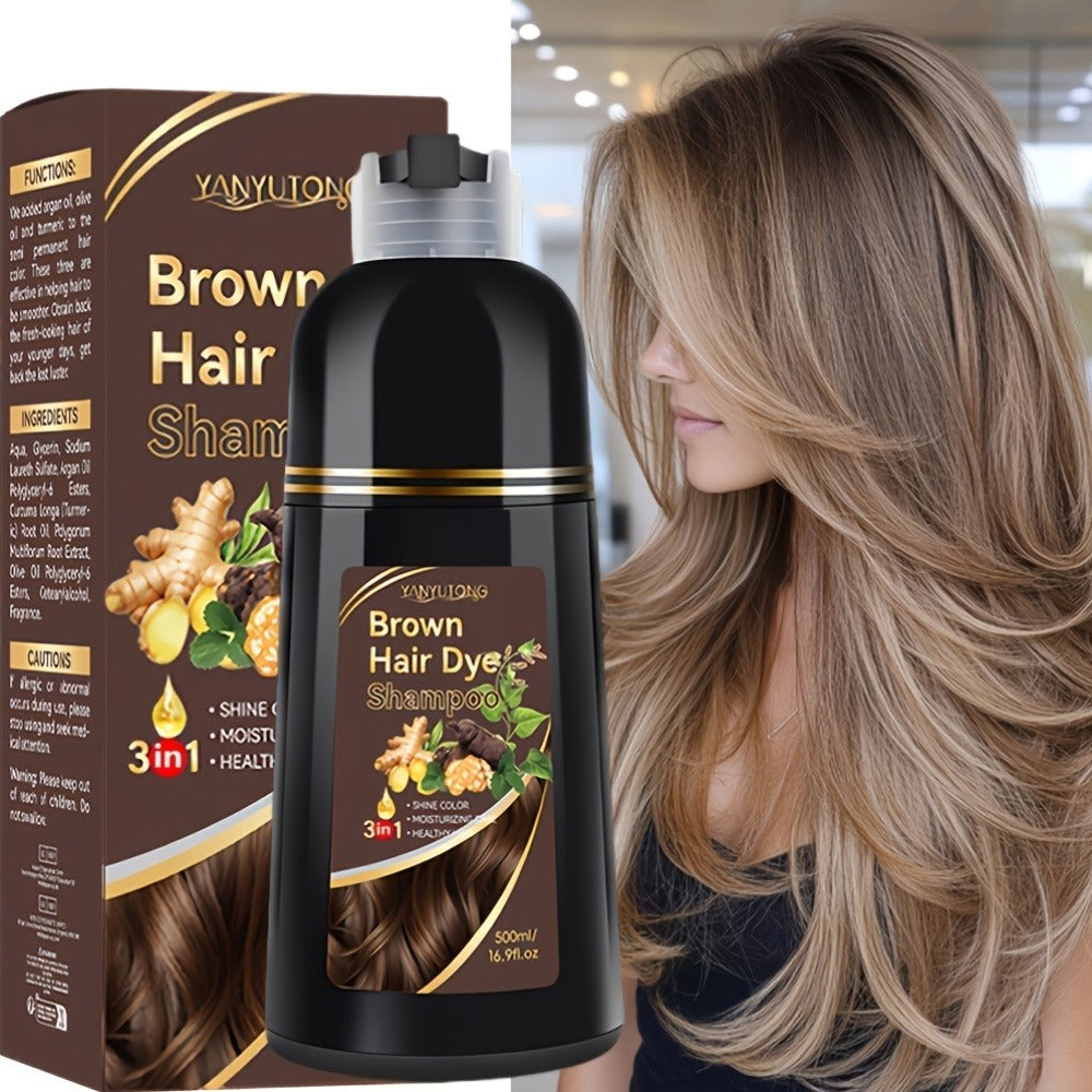 Ammonia-Free Herbal Hair Color Shampoo 3-in-1 Colors in 15 Minutes Lasts 30 Days – Semi Permanent Gray Coverage Moisturizing Cleansing Black