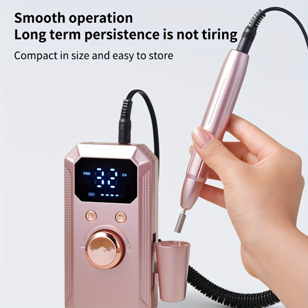 Cordless Electric Nail Drill Machine Rechargeable Professional E-File 11 Bits 20 Sanding Discs High Speed Acrylic Gel Natural Nails