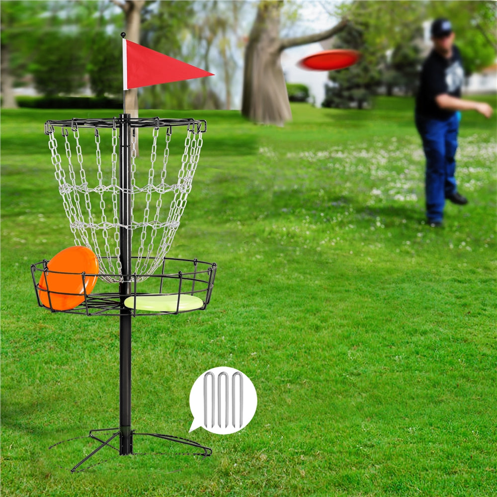 Portable Disc Golf Basket 12 Chain – Heavy Duty Metal Frame, Galvanized Chains, Easy Assembly, Indoor & Outdoor Practice Target