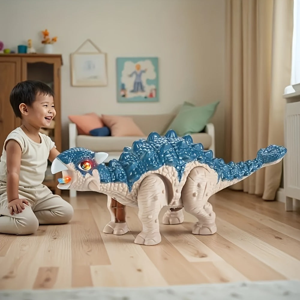 Walking Ankylosaurus Dinosaur Toy with Glowing Lights & Roaring Sound, Interactive Robot Dinosaur for Kids Ages 3-12