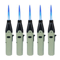 Windproof Torch Lighter 5 Pack Outdoor Butane Gas Lighter Set 1300 1800 Degree Blue Flame for Grilling, Camping and Outdoor Meals