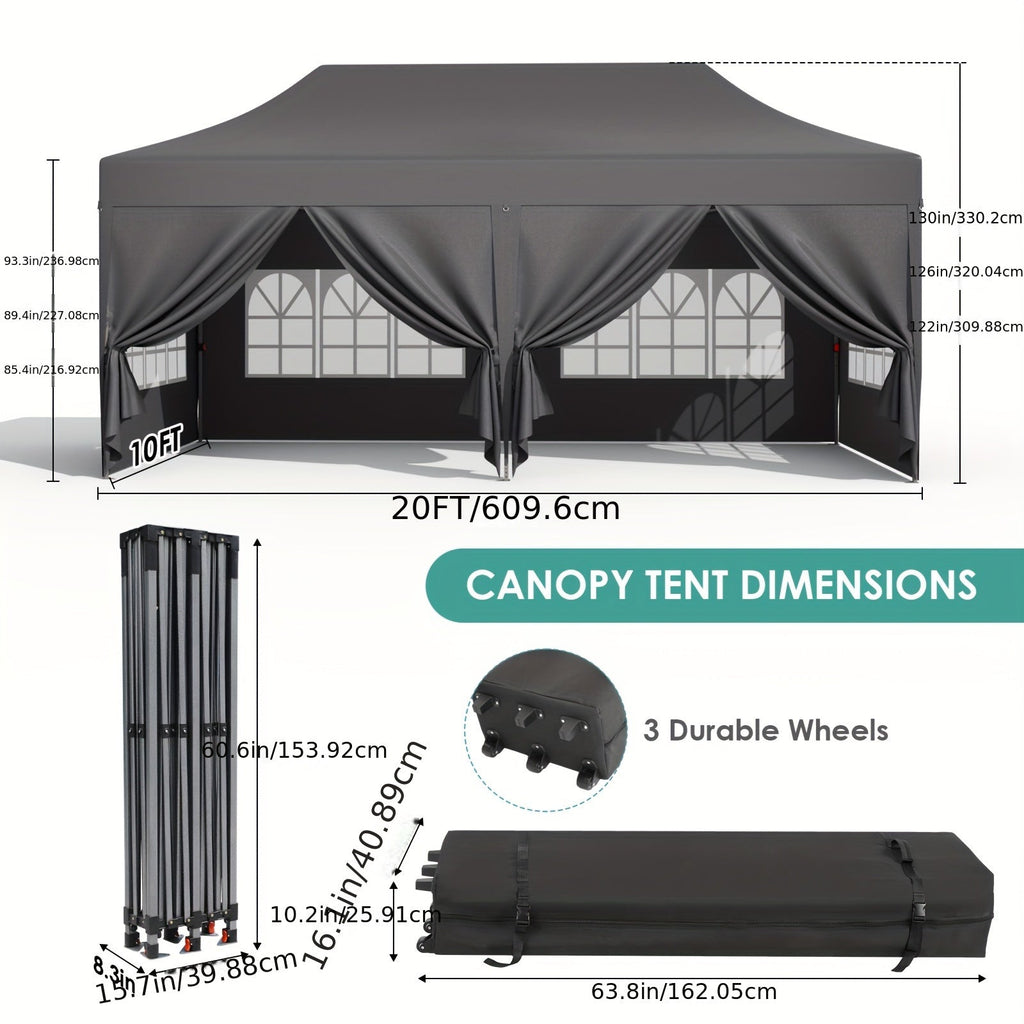 Pop Up Canopy Tent with Sidewalls, Outdoor Party Wedding Backyard for Garden, Patio and Yard Use