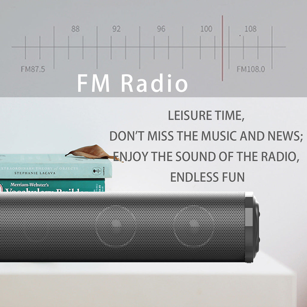 Detachable 21.65-Inch TV Soundbar with TF, AUX, USB and RCA Inputs, FM Radio and Black Finish