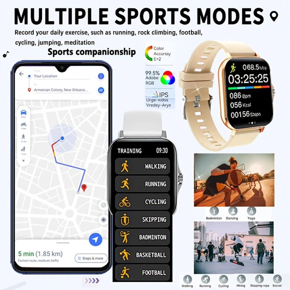 Smart Watch 1.83-Inch Full Touch Display with Wireless Calling, 180mAh Battery and Three-Strap Set