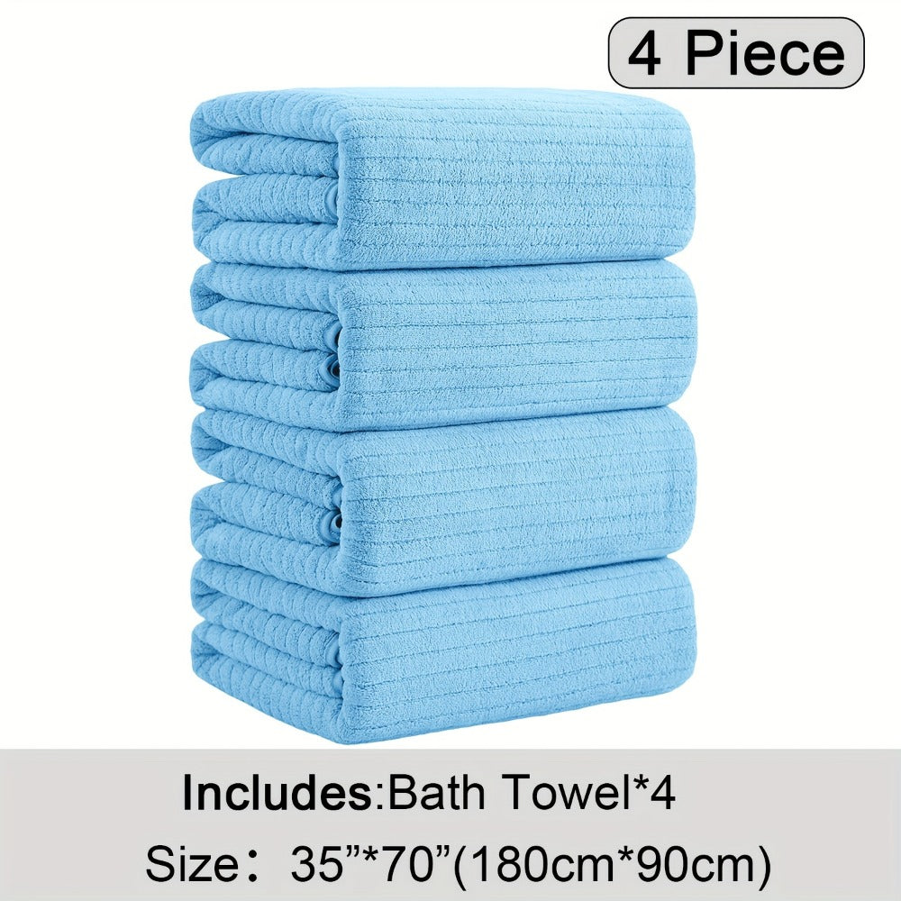 Bath Towels Set 4-Pack Oversized 35 x 70 Inch Microfiber Sheets in 13 Solid Color Options for Home and Guest Use