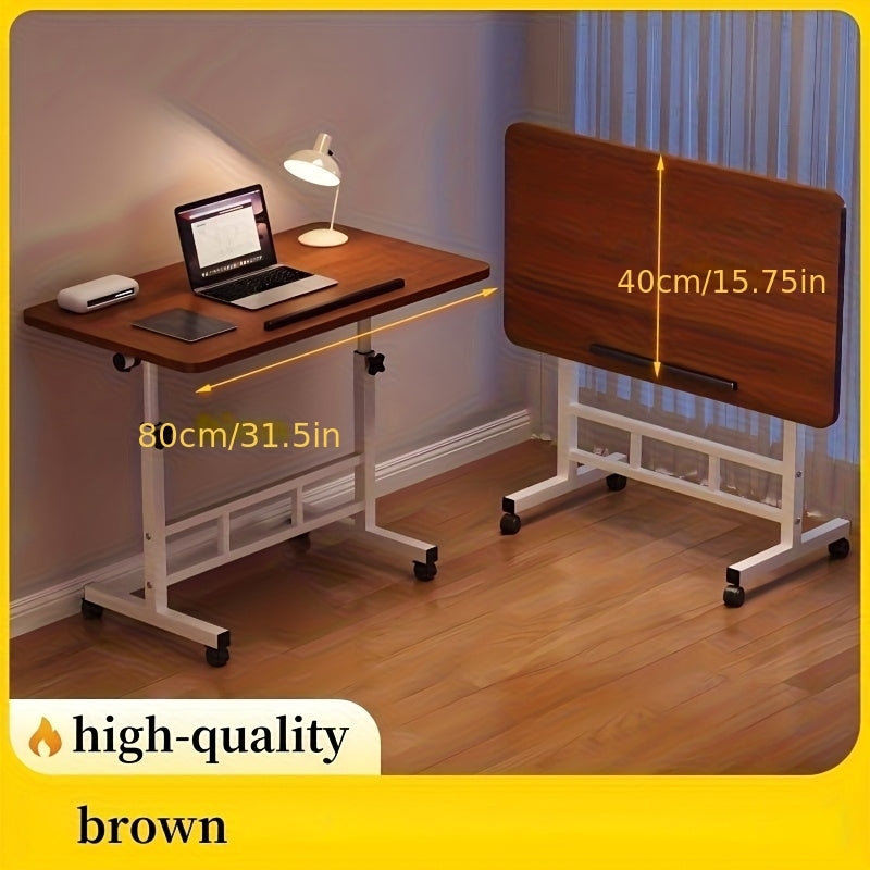 32-Inch Foldable Standing Desk with Adjustable Height and Rolling Wheels for Home Office