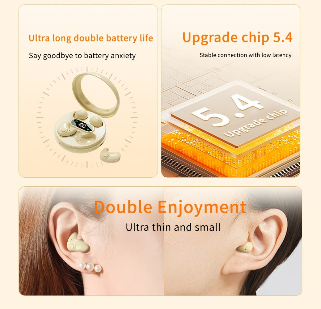 Wireless Earbuds Two-Pair Mini Sleep Set with Digital Display, Type-C Charging and Three Color Options