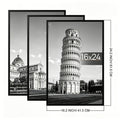 Three-Piece 16 x 24-Inch Poster Frame Set in Black, Golden or Natural Finish for Vertical or Horizontal Walls