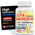 Magnesium Complex 420mg Capsules 120 Count with Vitamin B6 for Bath Time, Home Spa and Personal Care