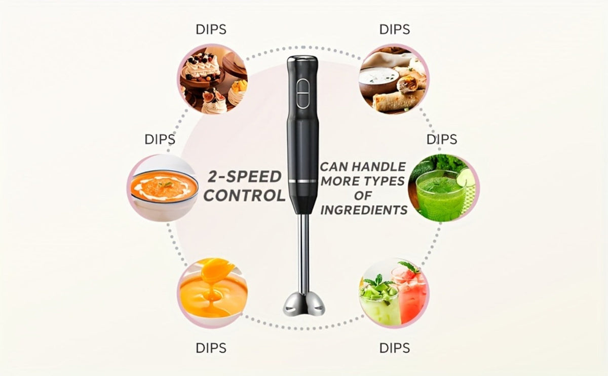 400W Immersion Blender with Two-Button Control, Detachable Shaft and 38 cm Black Handheld Body