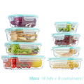 Glass Meal Prep Containers 16 Piece Set (8 Lids + 8 Containers) - Borosilicate Glass Food Storage with Leak Proof Lids