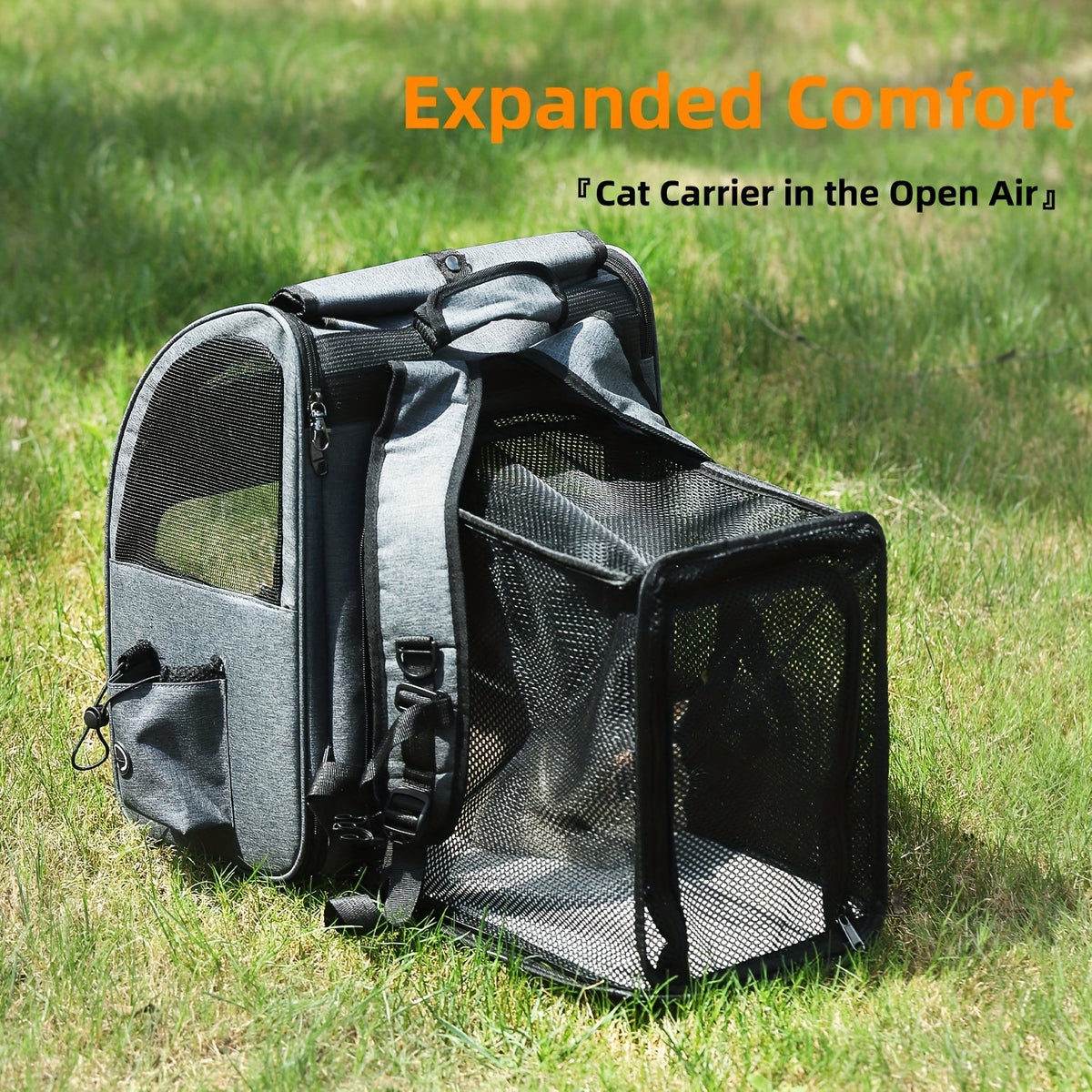 Expandable Pet Carrier Backpack | Airline Approved Foldable Cat Dog Travel Bag for Small Medium Pets, Breathable Mesh