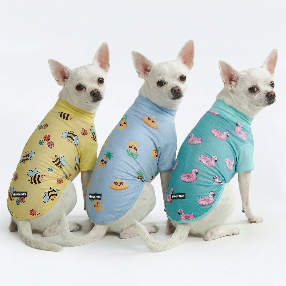 UPF 30 Dog Sun Shirt, Bees Flamingo Pineapple / S