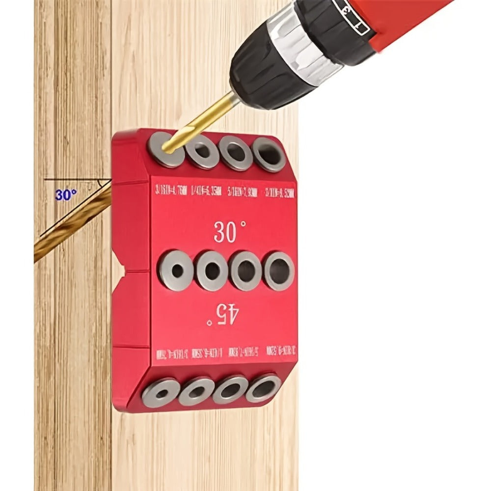 Multi-Angle Drill Guide Jig 30 45 90 Degree All-Metal for Cable Railing Lag Screw Installation Deck Stair Handrail Post Hole Drilling