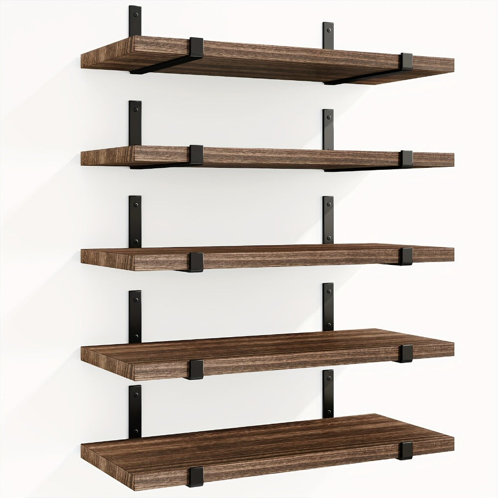 Floating Shelves Set of 5 Wall Mounted 4.7 Inch Tiered Display Shelves Vintage Style Wall Storage Rack for Bedroom, Living Room, Kitchen