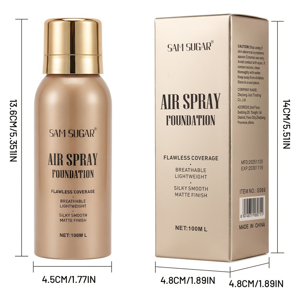Waterproof Matte Foundation Spray Powder with Brush Set for Women – Sweat-Proof Long-Lasting Full Face Coverage Natural Finish Oil Control