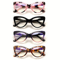 Reading Glasses – Four-Pair Cat-Eye Reader Set with Leopard and Gradient Frames with Multiple Strength and Color Options