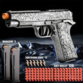 Shell-Ejecting Toy Foam-Dart Blaster with Engraved Body, Two Magazines and Four Color Options