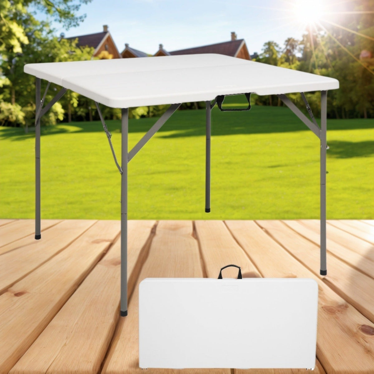 34-Inch Metal Folding Table with Waterproof Protection and Tool-Free Assembly for Kitchen
