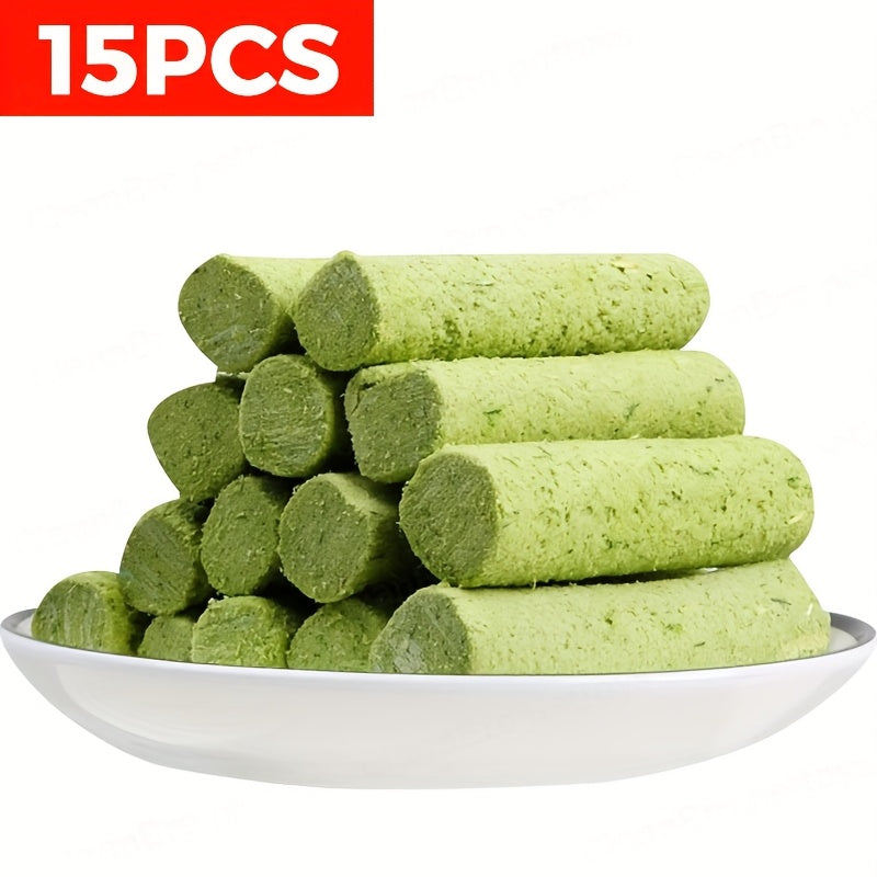 Green Cat-Grass Treat Sticks in 15-Piece or 3 x 5-Piece Checkout Packs for Adult Cats Pictured