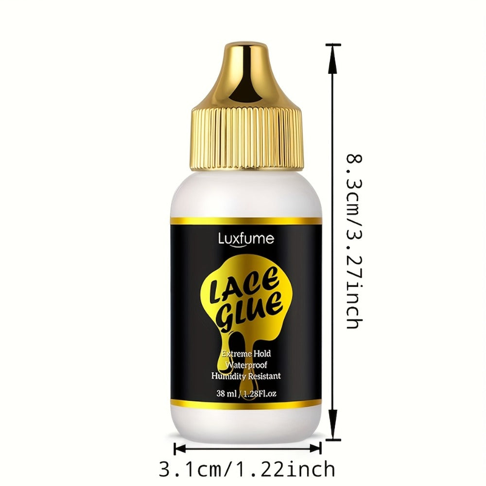 Wig Glue Latex Free 1.28oz Lace Front Traceless Sweat Rain Resistant All Day Wear Sensitive for Home, Travel and Salon Hair Styling
