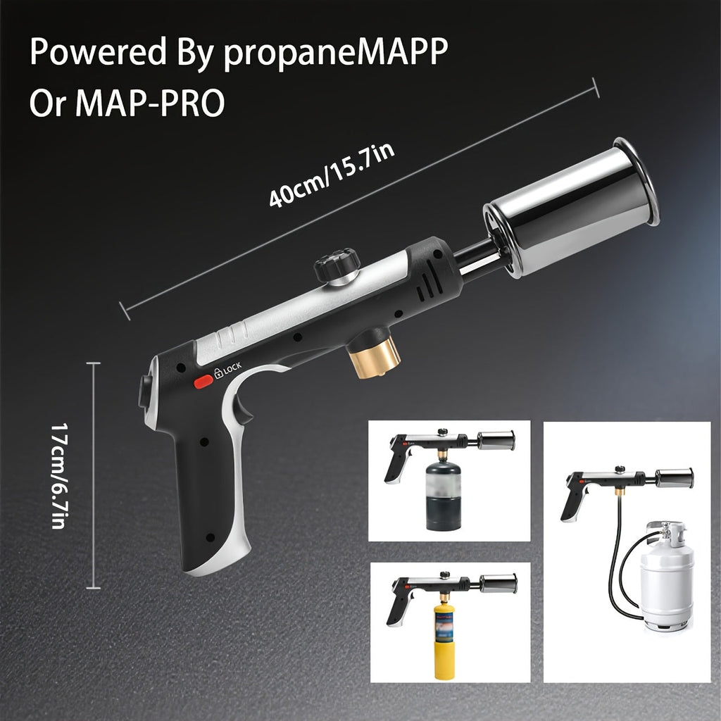 Handheld Propane or MAPP Torch with Trigger Ignition, Flame Control and Black or Golden Finish