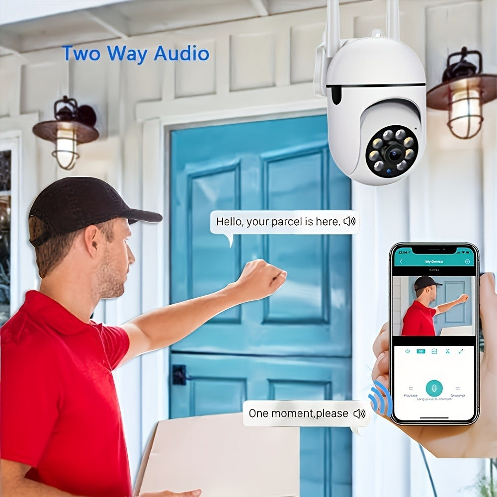 Security Camera 1080P USB-Powered Indoor Model with 360 Panoramic View, Two-Way Audio and SD or Cloud Storage