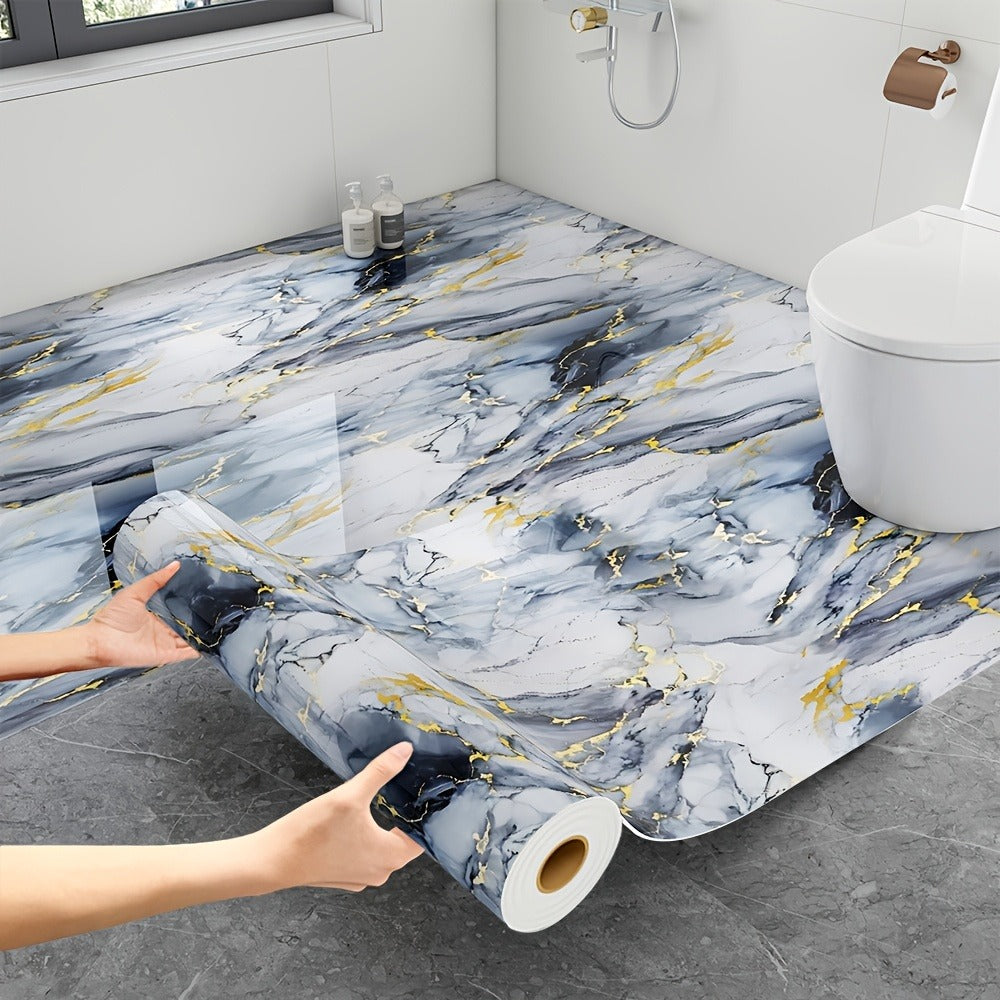 Peel and Stick Floor Tile Sticker 15.7"x118" Self-Adhesive Marble Pattern Vinyl Roll for Entryways, Bedrooms and Living Spaces