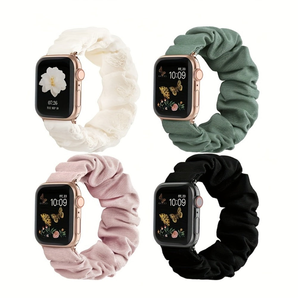 Nylon Elastic Apple Watch Band Women 4-Pack Adjustable Loop Aluminum Butterfly Clasp Strap for an Everyday Personal Care Routine