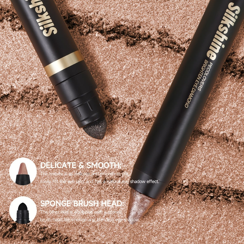 Shimmer Glitter Eyeshadow Stick Set 6 Pcs Dual-Tipped Eye Pencil with Blending Brush Creamy, for Makeup, Travel and Everyday Vanity Use
