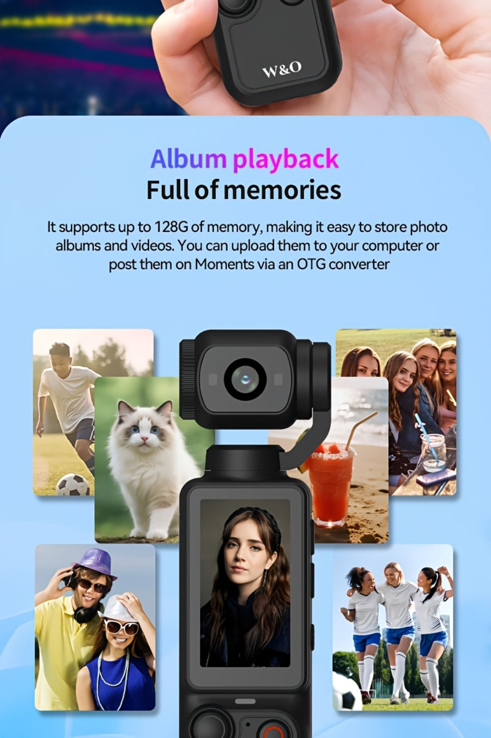 UHD Pocket Camera with 180° Rotating 1.9" Screen, 2000mAh Battery, Webcam Function, USB-C Charging, 32GB Memory Card Included