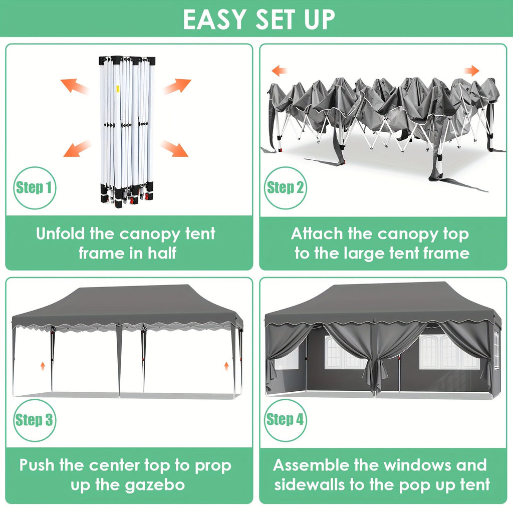 Pop Up Canopy Tent with Sidewalls, Outdoor Party Wedding Backyard for Garden, Patio and Yard Use