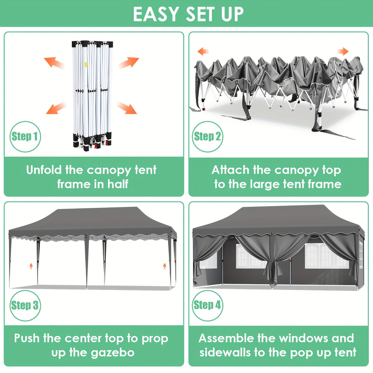 Pop Up Canopy Tent with Sidewalls, Outdoor Party Wedding Backyard for Garden, Patio and Yard Use