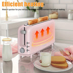 2-Slice Toaster Slim Ultra-Thin Design, 6 Browning Settings, 10" Long Slot, Reheat & Defrost Functions