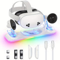 Meta Quest 3S / Quest 3 Charging Dock, PD 18W Fast Charging Station with RGB Light, Magnetic Charger Stand for Headset & Controllers