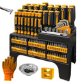 121-Piece Screwdriver Rack Set with Drivers, Bits, Hex Keys, Gloves, Magnetic Bowl and Nail Puller